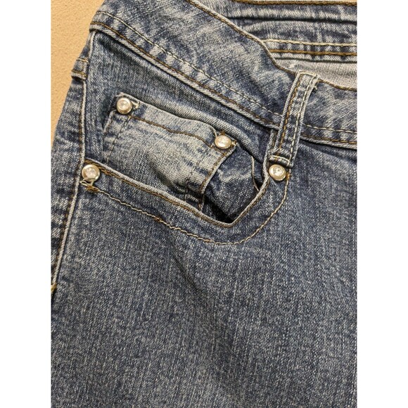 One 5 One BootCut Jeans Women's 16 Med Wash Jeweled Accents PLEASE READ, SEE PIC - Picture 6 of 14